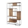 69718 - Morris 47.0L x 15.0W x 75.0H Light Brown Wood w/ Black Metal Frame 6-Tier Shelving Unit
