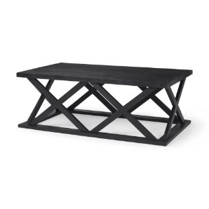 Forsey 48.0L x 28.0W x 17.5H Black Wood Rectangular Coffee Table