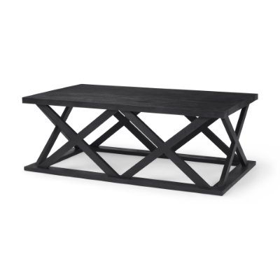 69743 - Forsey 48.0L x 28.0W x 17.5H Black Wood Rectangular Coffee Table