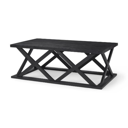 69743 - Forsey 48.0L x 28.0W x 17.5H Black Wood Rectangular Coffee Table
