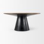 69893-AB - Mitchell Black Metal Pedestal Base with Brown Wood Top Dining Table 63.0L x 63.0W x 30.0H
