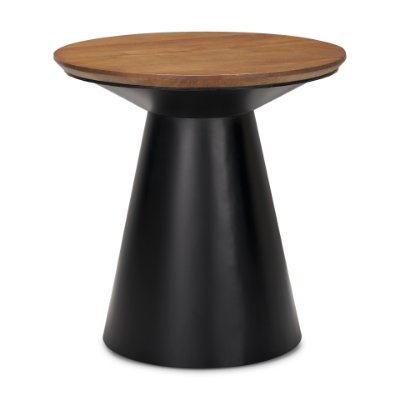 69908 - Mitchell 22.0L x 22.0W x 23.0H Black Metal Pedetal Base with Brown Wood Top Side Table