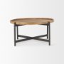 70061 - Marquisa 34.25" Round Small Brown Wood w/ Black Metal Coffee Table