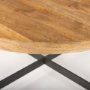 70061 - Marquisa 34.25" Round Small Brown Wood w/ Black Metal Coffee Table