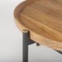 70061 - Marquisa 34.25" Round Small Brown Wood w/ Black Metal Coffee Table