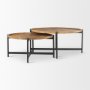 70061 - Marquisa 34.25" Round Small Brown Wood w/ Black Metal Coffee Table