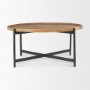 70062 - Marquisa 42" Round Medium Brown Wood W/Black Metal Large Coffee Table