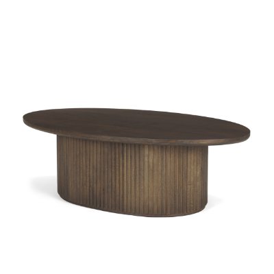 69875 - Terra 48L x 28W x 15H Dark Brown Wood Oval Fluted Coffee Table