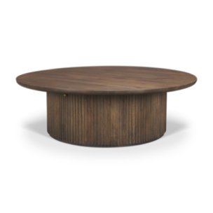 Terra 48L x 48W x 15H Dark Brown Wood Round Fluted Coffee Table