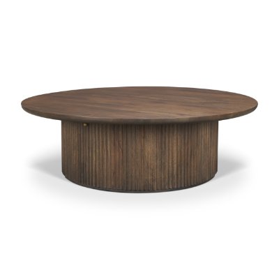 69877 - Terra 48L x 48W x 15H Dark Brown Wood Round Fluted Coffee Table