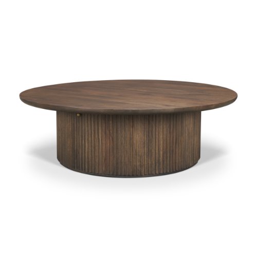 69877 - Terra 48L x 48W x 15H Dark Brown Wood Round Fluted Coffee Table