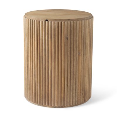 69882 - Terra 18L x 18W x 22H Light Brown Wood Fluted Round Side Table