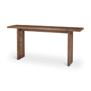Grier 65" Medium Brown Solid Wood w/ Cane Console Table