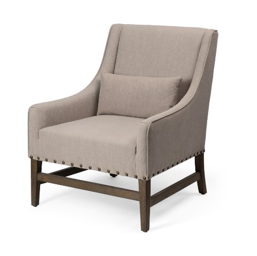 68587 - Kensington Beige Linen Fabric and Wood Accent Chair