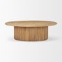 69876 - Terra 48L x 28W x 15H Light Brown Wood Oval Fluted Coffee Table