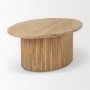 69876 - Terra 48L x 28W x 15H Light Brown Wood Oval Fluted Coffee Table