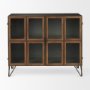 69916 - Pandora Dark Brass Metal W/Red Wood 2 Door Accent Cabinet