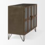 69916 - Pandora Dark Brass Metal W/Red Wood 2 Door Accent Cabinet