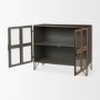 69916 - Pandora Dark Brass Metal W/Red Wood 2 Door Accent Cabinet