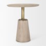 69927-AB - Maxwell 32" Round Light Wood Tabletop & Base w/ Gold Metal Accent Pedestal Bistro Table
