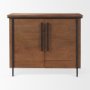 69930 - Maddox  40.0L x 18.5W x 32.75H Brown Solid Wood Black Metal 2 Door Accent Cabinet