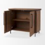 69930 - Maddox  40.0L x 18.5W x 32.75H Brown Solid Wood Black Metal 2 Door Accent Cabinet