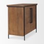 69930 - Maddox  40.0L x 18.5W x 32.75H Brown Solid Wood Black Metal 2 Door Accent Cabinet