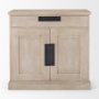 69931 - Braxton  33.5L x 18.5W x 31.5H Beige Wood W/Black Accents 2 Door Accent Cabinet