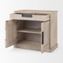 69931 - Braxton  33.5L x 18.5W x 31.5H Beige Wood W/Black Accents 2 Door Accent Cabinet