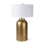 70055 - Leo 18.0L x 18.0W x 31.0H Gold Hammered W/White Fabric Shade Table Lamp