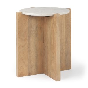 Bianca Wood and Marble Accent Table