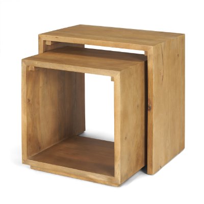 69944 - Alanna 22.0L x 15.0W x 22.0H Set of 2 Brown Wood Nesting Accent Tables