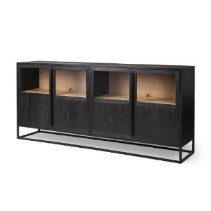Sloan 80.0L x 17.0W x 36.0H Black Wood W/Black Metal Frame Sideboard