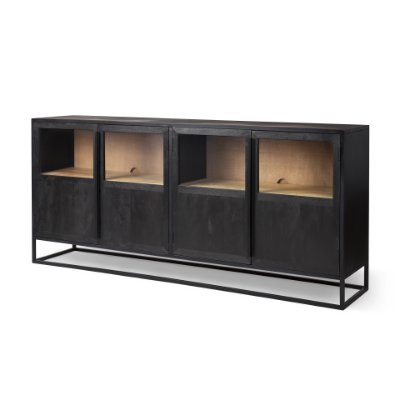 69886 - Sloan 80.0L x 17.0W x 36.0H Black Wood W/Black Metal Frame Sideboard