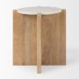 69914 - Bianca Wood and Marble Accent Table