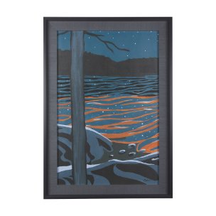 Sea bay at night I by Mercana Studio a Hand Embellished Textured Framed Art Print