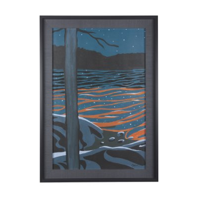14269 - Sea bay at night I by Mercana Studio a Hand Embellished Textured Framed Art Print