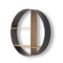 69732 - Hector 36.0L x 7.0W x 36.0H Brown Wood W/ Black Metal Round Wall Shelf