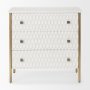 69758 - Savannah White Fir Veneer w/ Gold Metal 3-Drawer Accent Cabinet