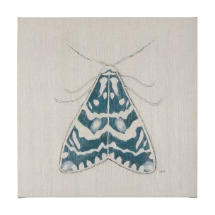 Moth Blue III by Mercana Studio a Hand Embellished Textured Canvas