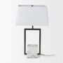 69701 - Peyton 14.0L x 9.0W x 26.2H Black Metal W/Marble Cube and White Shade Table Lamp