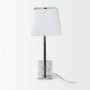 69701 - Peyton 14.0L x 9.0W x 26.2H Black Metal W/Marble Cube and White Shade Table Lamp