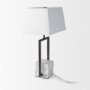 69701 - Peyton 14.0L x 9.0W x 26.2H Black Metal W/Marble Cube and White Shade Table Lamp