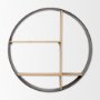69732 - Hector 36.0L x 7.0W x 36.0H Brown Wood W/ Black Metal Round Wall Shelf