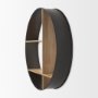 69732 - Hector 36.0L x 7.0W x 36.0H Brown Wood W/ Black Metal Round Wall Shelf