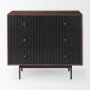 69755 - Grace 35.5L x 18.0W x 31.0H Medium Brown Wood W/Black Metal Frame 3 Drawer Accent Cabinet