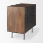 69755 - Grace 35.5L x 18.0W x 31.0H Medium Brown Wood W/Black Metal Frame 3 Drawer Accent Cabinet