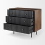 69755 - Grace 35.5L x 18.0W x 31.0H Medium Brown Wood W/Black Metal Frame 3 Drawer Accent Cabinet