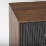 69755 - Grace 35.5L x 18.0W x 31.0H Medium Brown Wood W/Black Metal Frame 3 Drawer Accent Cabinet