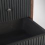 69755 - Grace 35.5L x 18.0W x 31.0H Medium Brown Wood W/Black Metal Frame 3 Drawer Accent Cabinet